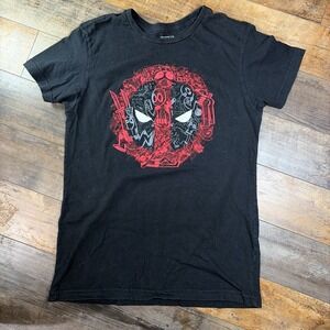 Marvel Deadpool Graphic T-Shirt Black Red Comic Superhero Tee Mens Size M